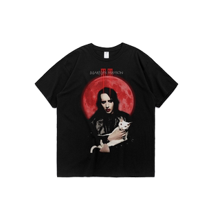 夏季新品圆领短袖休闲印花玛丽莲曼森摇滚乐队青少年纯棉T恤上衣