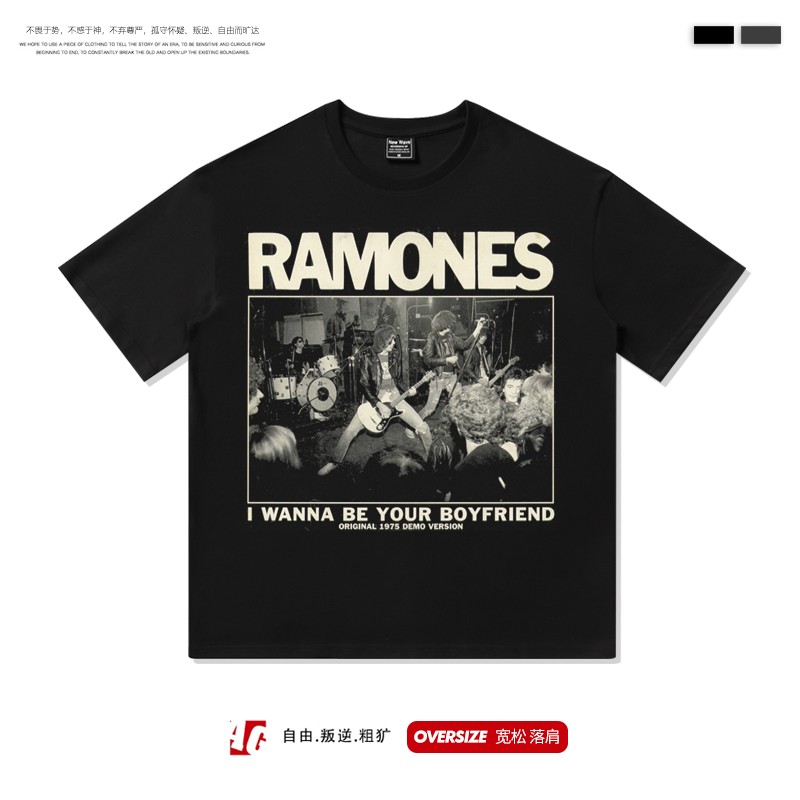 嘻哈落肩oversize摇滚短袖T恤