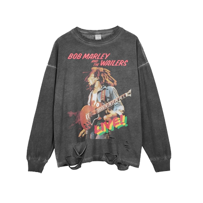 长袖潮青少年破洞水洗复古