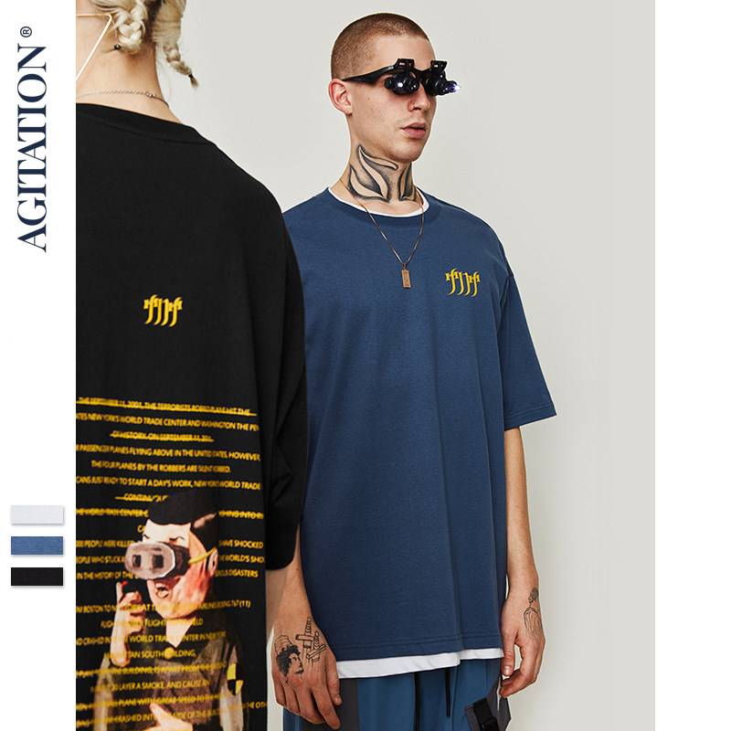 agitation2020春夏新款潮牌欧美趣味英文印花男式短袖t恤上衣嘻哈