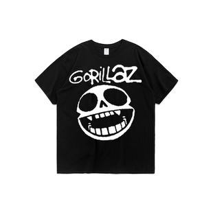 人物字母图案Gorillaz街头顽童短袖 宽松修身纯色圆领纯棉体恤男