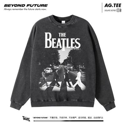 Water洗做旧复古摇滚卫衣