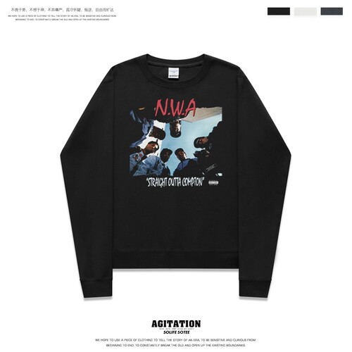长袖圆领卫衣男女说唱嘻哈nwa