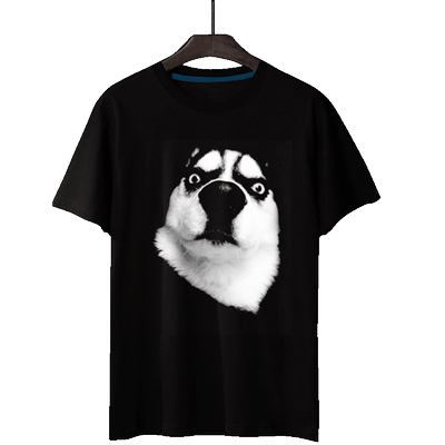 原宿港风哈士奇印花休闲短袖新品