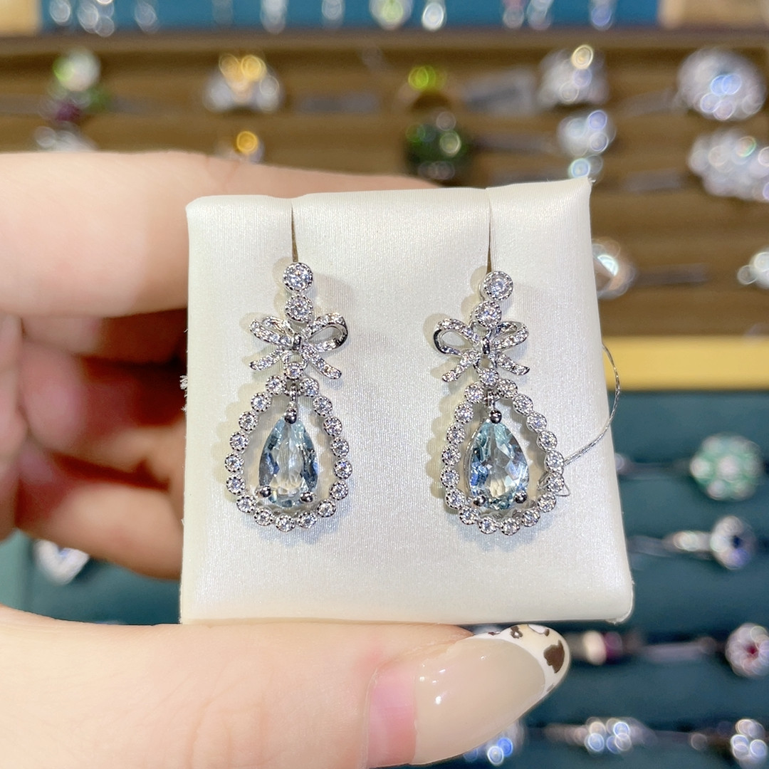 1.45克拉天然海蓝宝耳饰,珠宝/钻石/翡翠,耳饰,淘宝优惠券,粉丝福利购,淘宝优惠卷