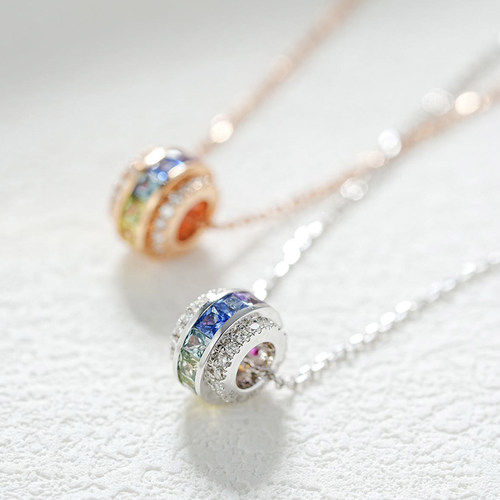 18K金天然彩蓝宝项链宝创集