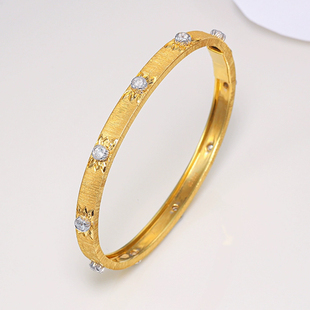 宝创集18K金0.56克拉天然钻石手镯真金真钻意大利布契拉丝工艺