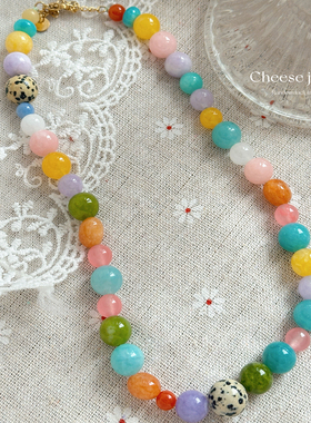 奶酪cheese 我心里的夏天 多色天然石料 冰凉感斑点石韩代项链