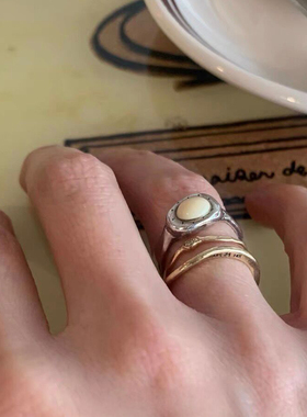 奶酪cheese锤打 奶糖戒指复古红宝石戒指 韩国小众设计mars25同款