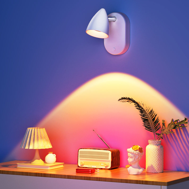 充电壁灯墙灯客厅装饰卧室床头日落氛围背景灯免布线无线遥控射灯,家装灯饰光源,壁灯,淘宝优惠券,粉丝福利购,淘宝优惠卷