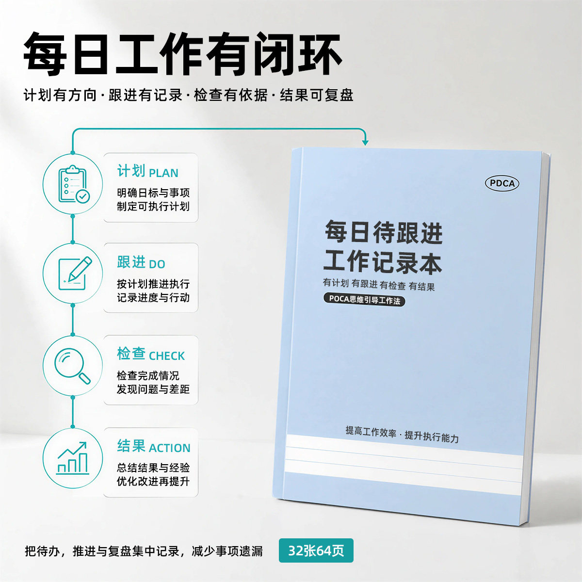 每日待跟进工作记录本b5笔记本pdca计划本商务办公记事本周计划本每日代办本日记本备忘录时间管理学生计划本