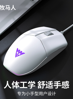 牧马人M2有线鼠标游戏办公专用白色台式电脑笔记本家用商务无侧键