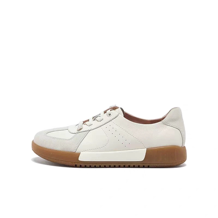 真皮单鞋小白鞋时尚潮鞋运动鞋浅口透气休闲鞋女德训鞋B7K07AM5