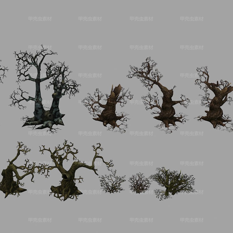 植物烂树木老空心树头枯木枯树桩树干树枝3dmax模型unity素材u3d