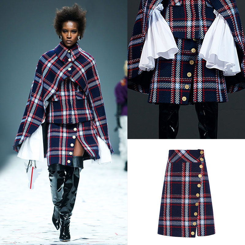 新品CHICCO MAO开叉高腰格子短裙女苏格兰粗花呢单排扣半身裙|ruв категории Женская одежда, юбка - от Buy2taobao.com для оказания профессиональной услуги покупки агента Taobao