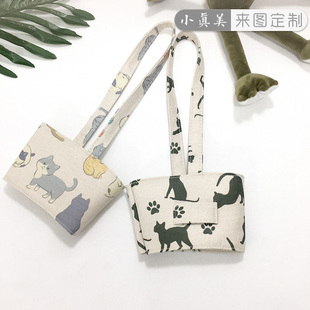 日式猫咪剪影 手绘奶茶杯套 手摇饮料手提帆布袋 环保小清新定制