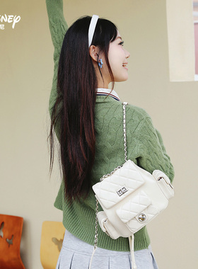 Disney迪士尼双肩包女2026新款菱格链条轻奢小众高级感单肩手提包