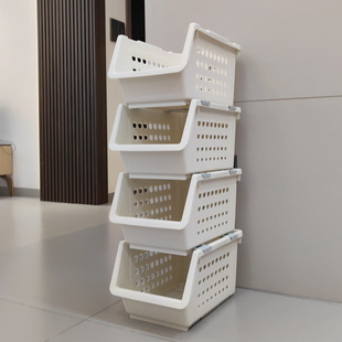 落地收纳置物架橱柜玩具整理可叠加收纳筐菜篮厨房置物架柜子里放