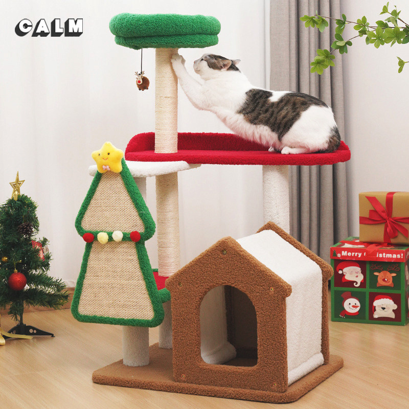 CALM圣诞猫窝爬架猫树一体冬季加绒猫架子抓板小型剑麻耐磨猫抓柱,宠物/宠物食品及用品,猫爬架,淘宝优惠券,粉丝福利购,淘宝优惠卷