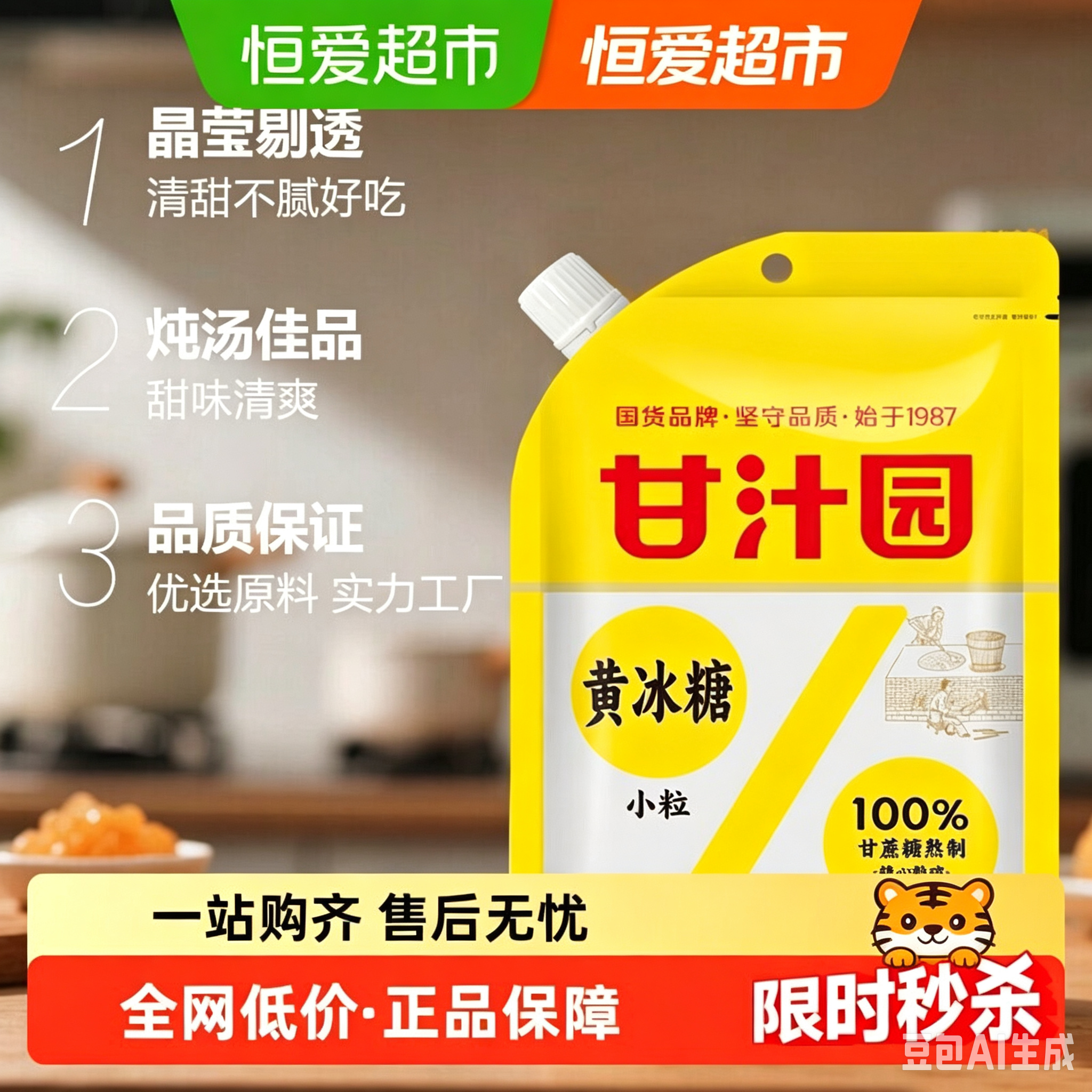 甘汁园小粒黄冰糖400g易溶炖煮