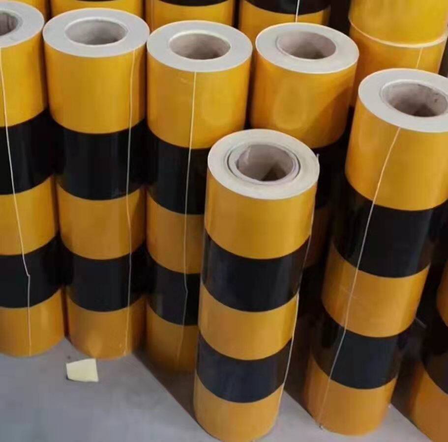 电力电杆反光膜黄黑红白斜纹防撞警示贴反光条交通广告警示反光膜