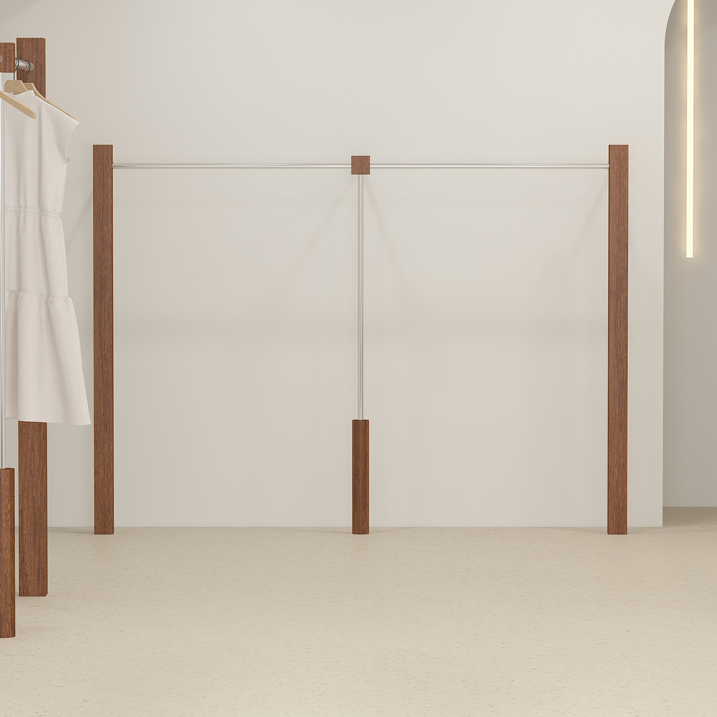 2025服装店仿胡桃色服装架