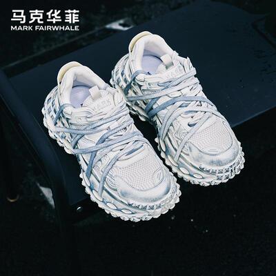马克华菲男鞋2025春季新款潮鞋复古休闲轮胎鞋潮流厚底增高老爹鞋