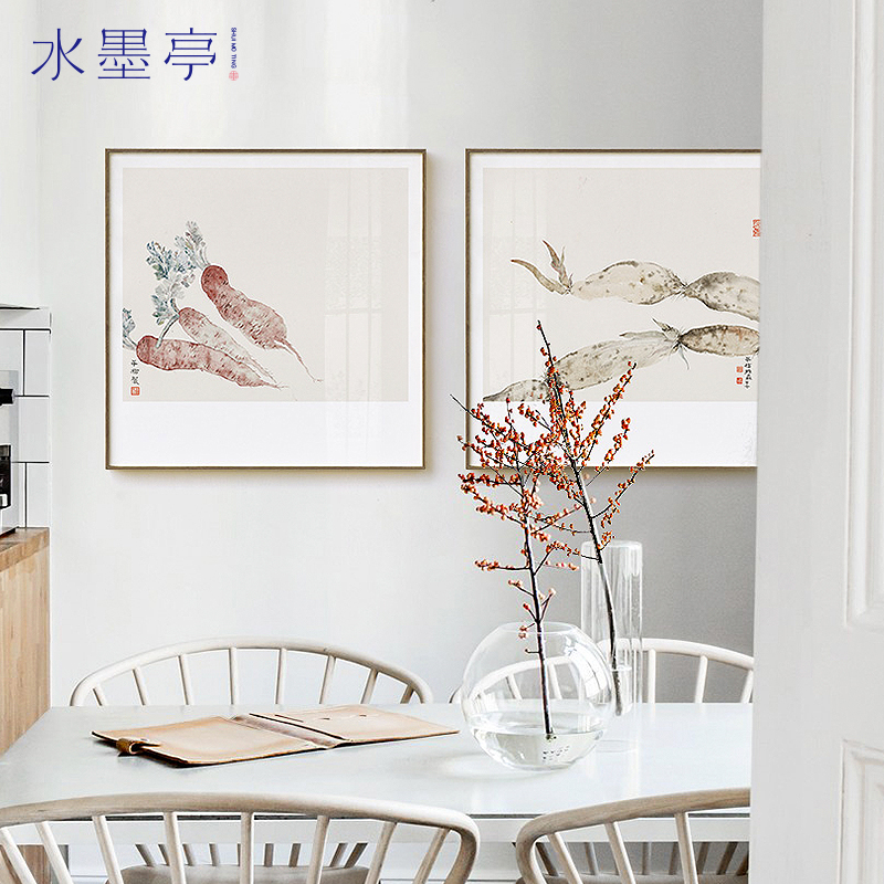 知味 新中式餐厅装饰画饭厅厨房瓜果蔬菜挂画民宿农家乐静物壁画