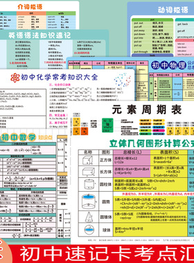 【下单立减50】元素周期表七八九年级初中知识点卡片方程速记_YT