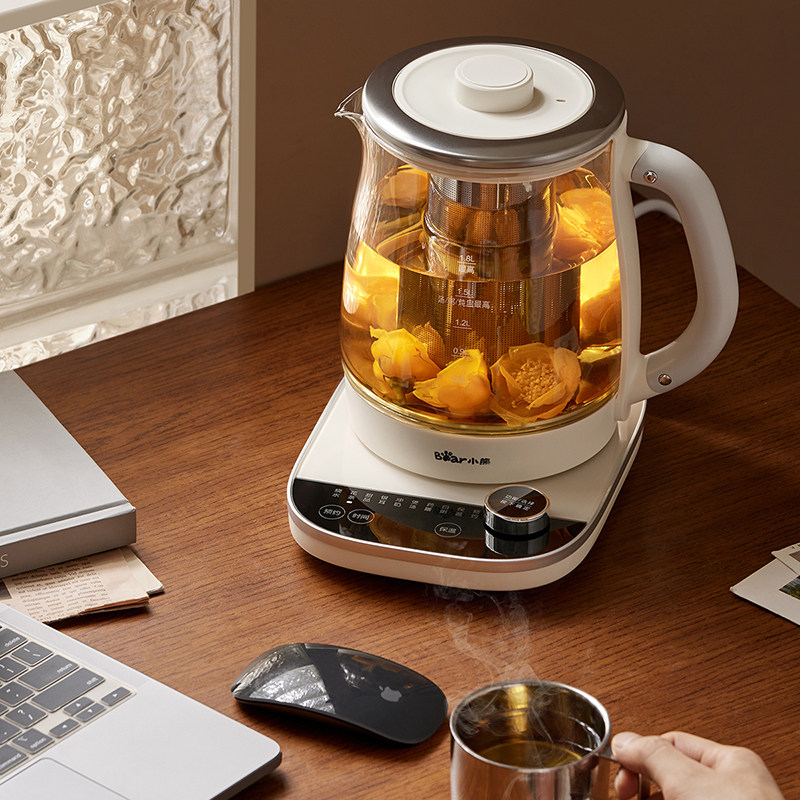 小熊养生壶办公室家用多功能全自动恒温加厚玻璃烧水壶煮茶器正品