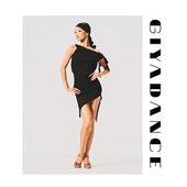 GIYA「华夫格」女士春季 斜肩连衣裙拉丁舞练功表演服 新款