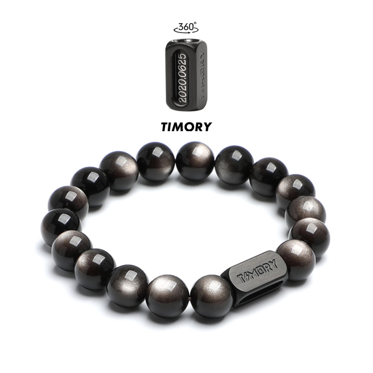 时间胶囊银曜石手链可定制刻字