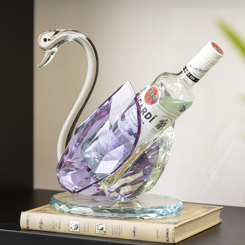 柏梵水晶天鹅红酒架装饰摆件