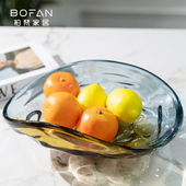 柏梵琉璃水果盘高档客厅茶几餐桌艺术玻璃果盘收纳桌面装 饰摆件