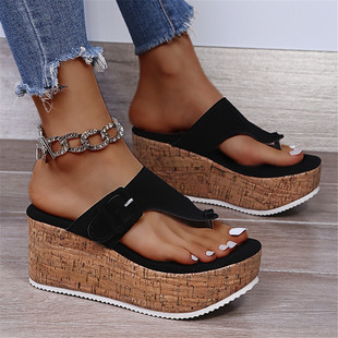 women shoes 凉鞋 sandals buckle heel wedge large Women