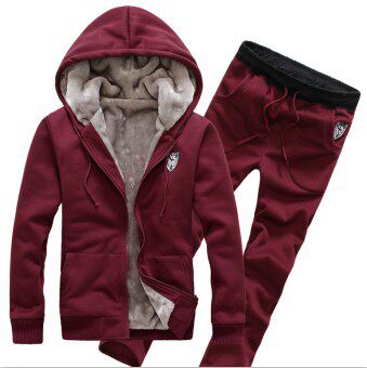 winter man sport suit men hooded cardigan fleece 男运动套装