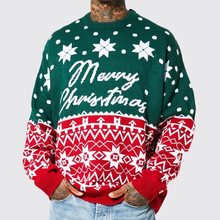 Men Christmas jacquard loose pullover sweater 男圣诞提花毛衣