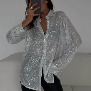 Top Long New Shirt Women Bead Cardigan 2024 sleeved