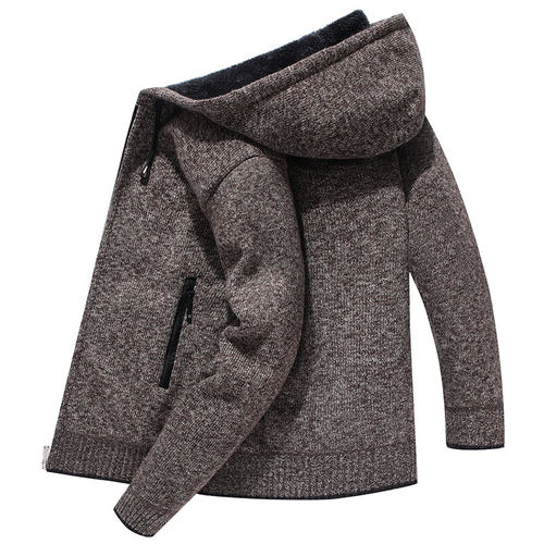 Men's Sweater Cardigan Knitted warm fleece Hooded Coat S