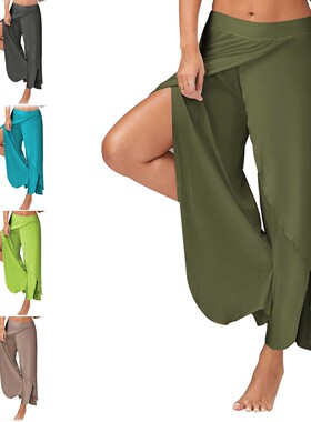 2021外贸夏季新款速卖通EBAY亚马逊爆款欧美瑜珈裤阔腿裤 11色8码