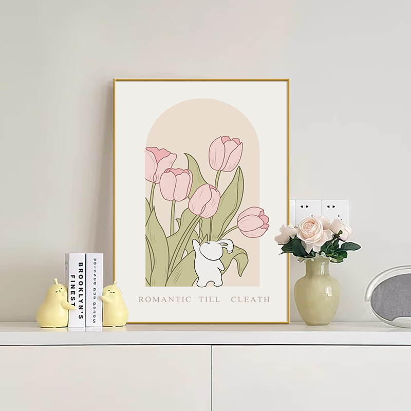 装饰画桌面摆画高级感房间卧室床头斗柜梳妆台奶油风台面桌上挂画