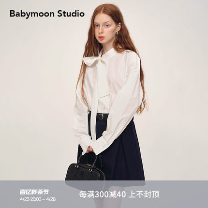 Babymoon 设计感小众法式上衣立领系带蝴蝶结气质长袖衬衫女春秋