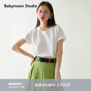 Babymoon 纯棉圆领经典百搭白色短袖T恤内搭上衣女春夏