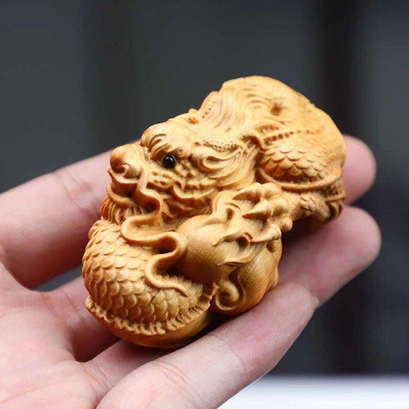艺铭仙苑太行崖柏龙手把件木雕把玩实木雕刻工艺品生肖龙精品挂件