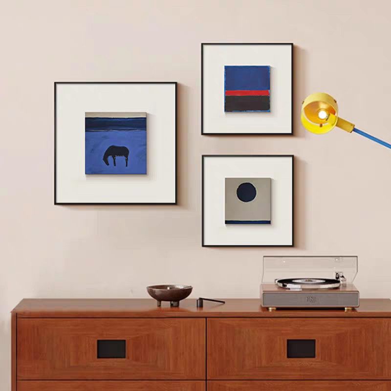 克莱因蓝色客厅装饰画包豪斯入户玄关走廊意式极简挂画高级感壁画
