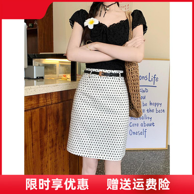 中裙包臀裙复古风修身波点