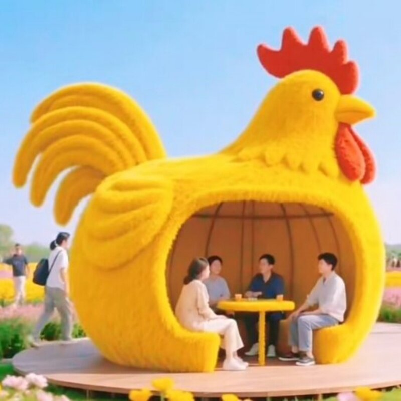 网红打卡绿雕大型卡通动物造型雕塑主题公园创意凉亭景观小屋摆件