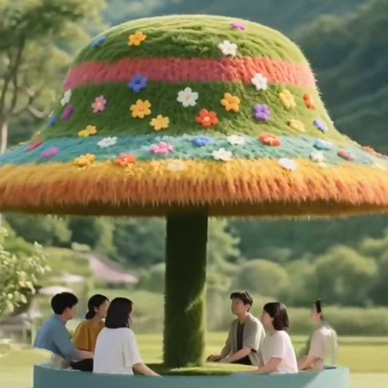 绿雕工艺品户外园林景观仿真绿雕巨型草帽凉亭景观网红打卡装置