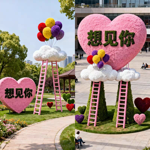 仿真绿雕工艺品定制网红户外绿雕爱心造型景观景区美陈装饰品摆件