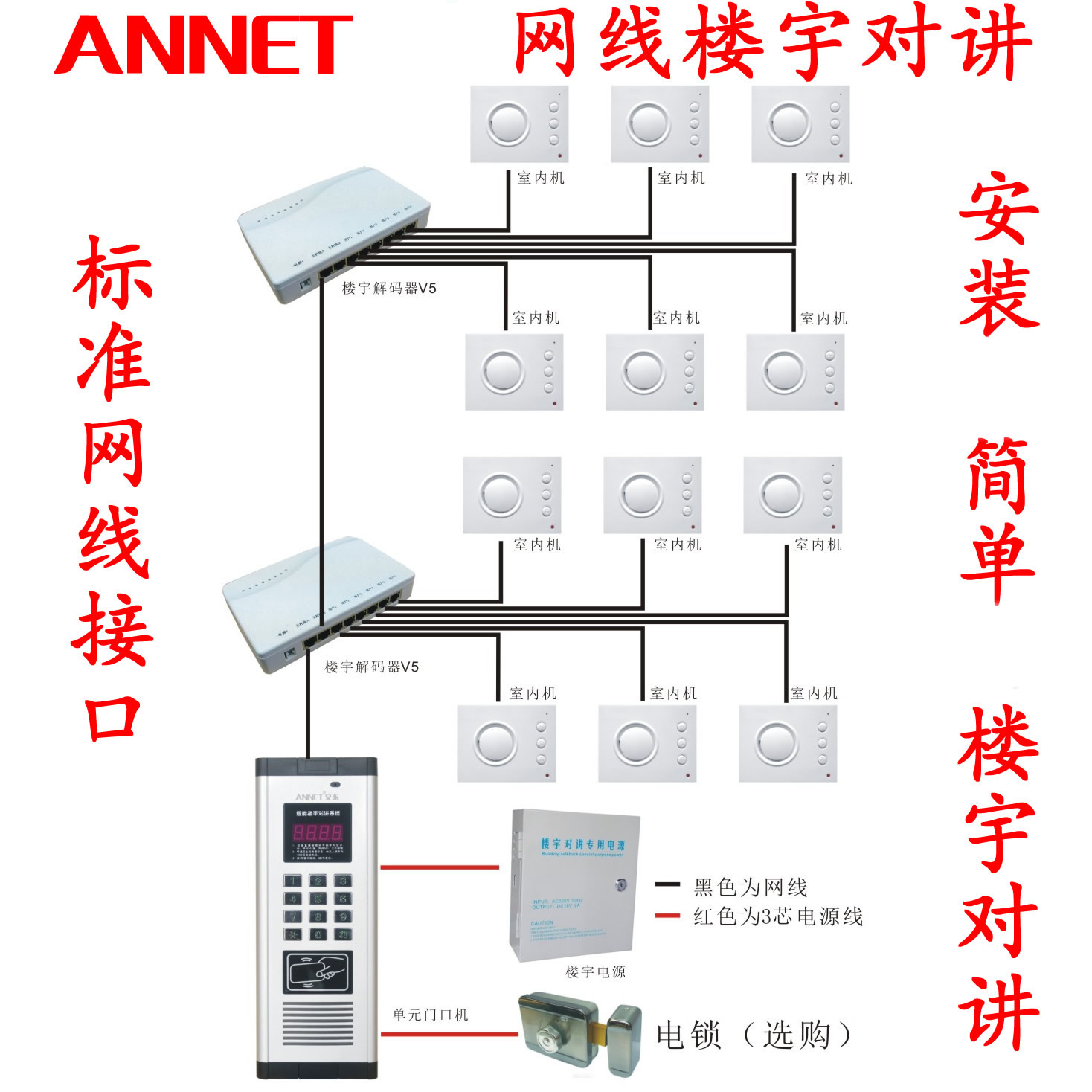 免提楼宇对讲门铃 非可视对讲门铃套装 数码门禁主机对讲门禁系统